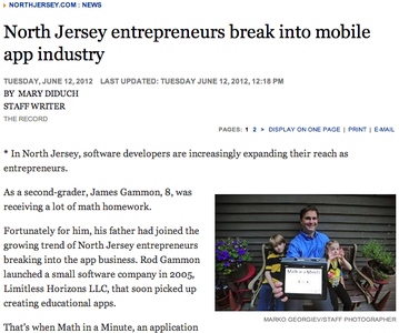 Screen cap of newspaper article